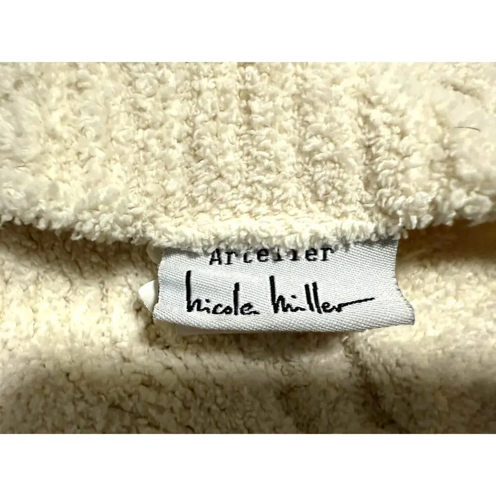 Nicole Miller Artelier Cable Knit Throw Blanket Cottagecore Hygge Cream 55x66